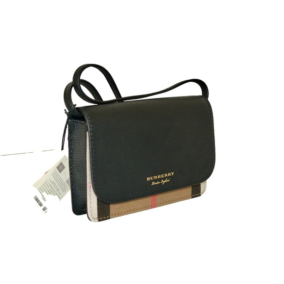 NWT BURBERRY HOUSE CHECK DERBY LEATHER HAMPSHIRE CROSSBODY BAG CLUTCH - Picture 3 of 10